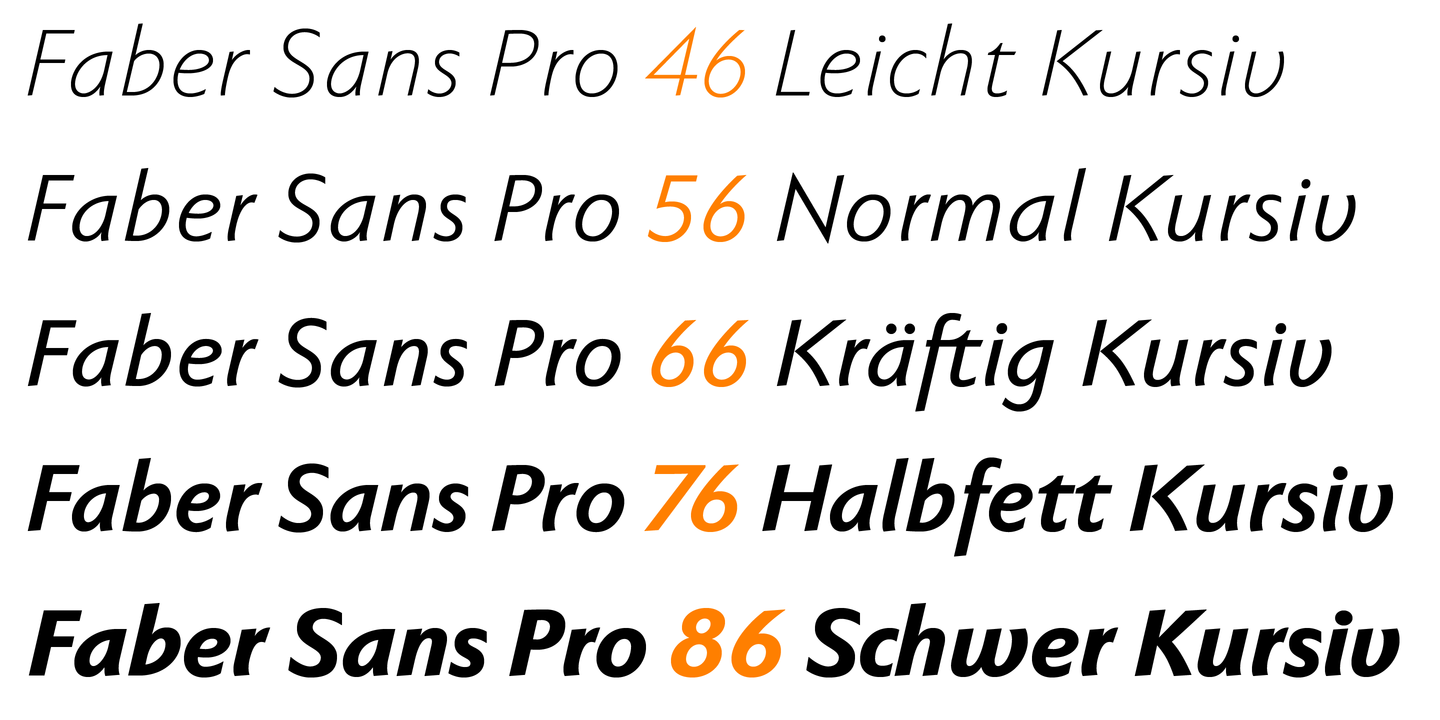 Faber Sans Pro Leicht Kursiv Font preview